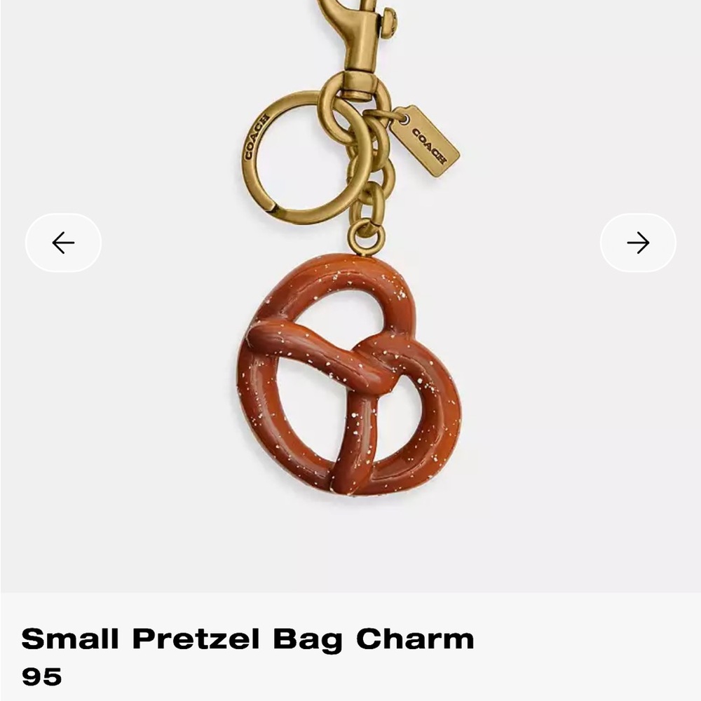 Coach Pretzel Bag Charm in Brown and Gold